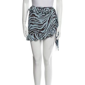 Orseund Iris Zebra Print Skirt - Blue and Black